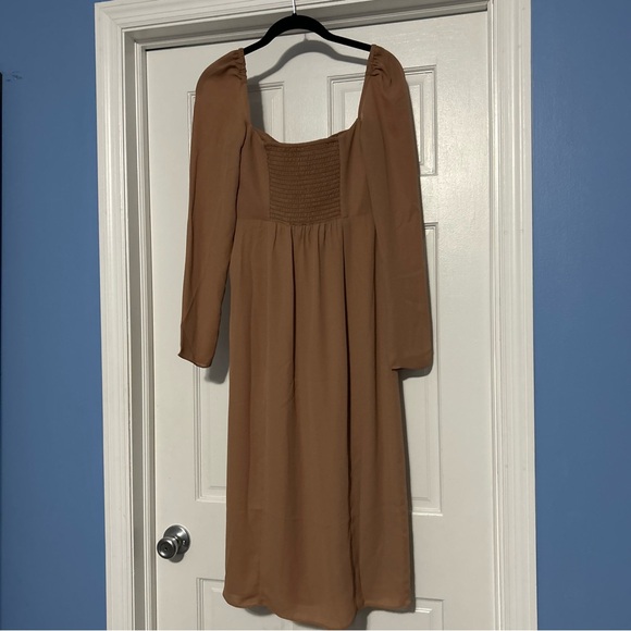 BHLDN size 4 Kayleigh Georgette dress in sienna long sleeve neutral event dress - Picture 8 of 8